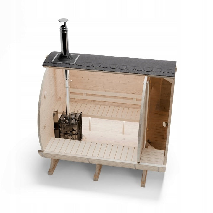 Sauna Ogrodowa Beczka z Piecem na Drewno Zestaw Szwedzkie Drewno 240 cm
