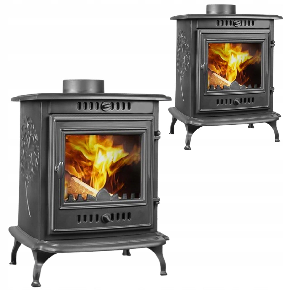 Piec Kominek Piecyk Żeliwny Wolnostojący Koza 6,8 kW ECO Komin Czarny Stal