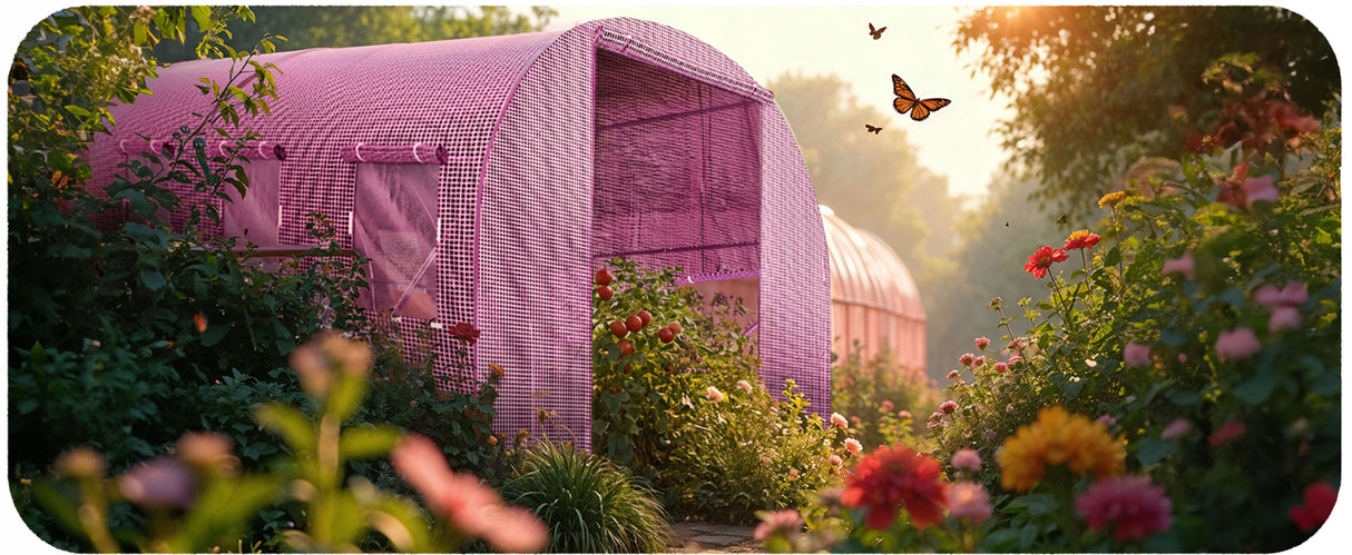 Tunel Foliowy Ogrodowy Folia Tyczki 2,5x4m Różowy 10m2 Szklarnia Ogrodowa
