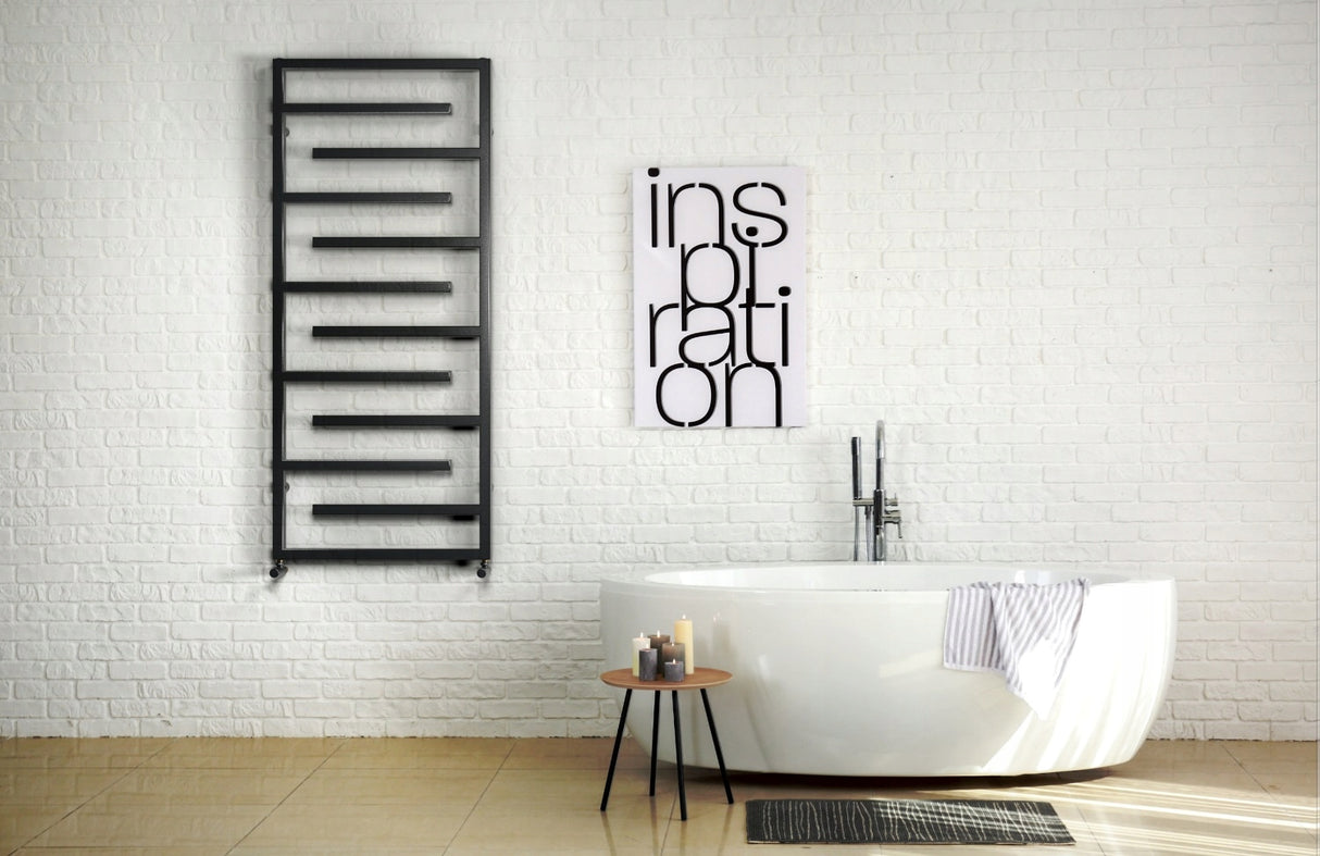 Grzejnik Łazienkowy Dekoracyjny Drabinka Wodny 60x138 cm 530 W Czarny Mat