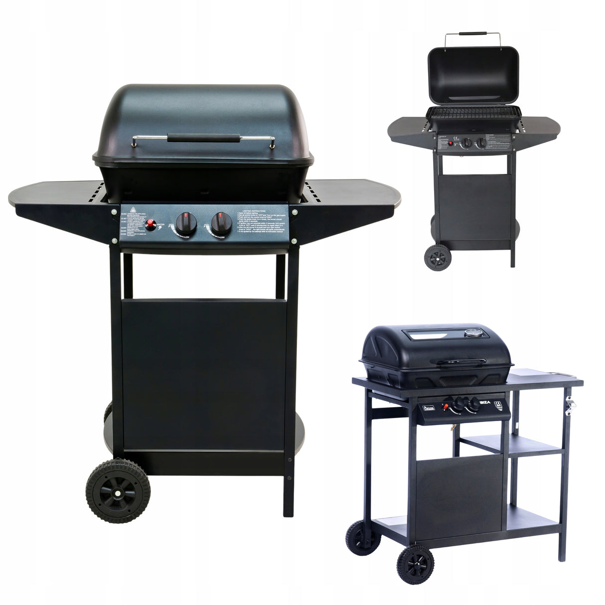 Grill Gazowy Reduktor i Wąż w Zestawie Activa Czarny 2-Palnikowy 5,4 kW