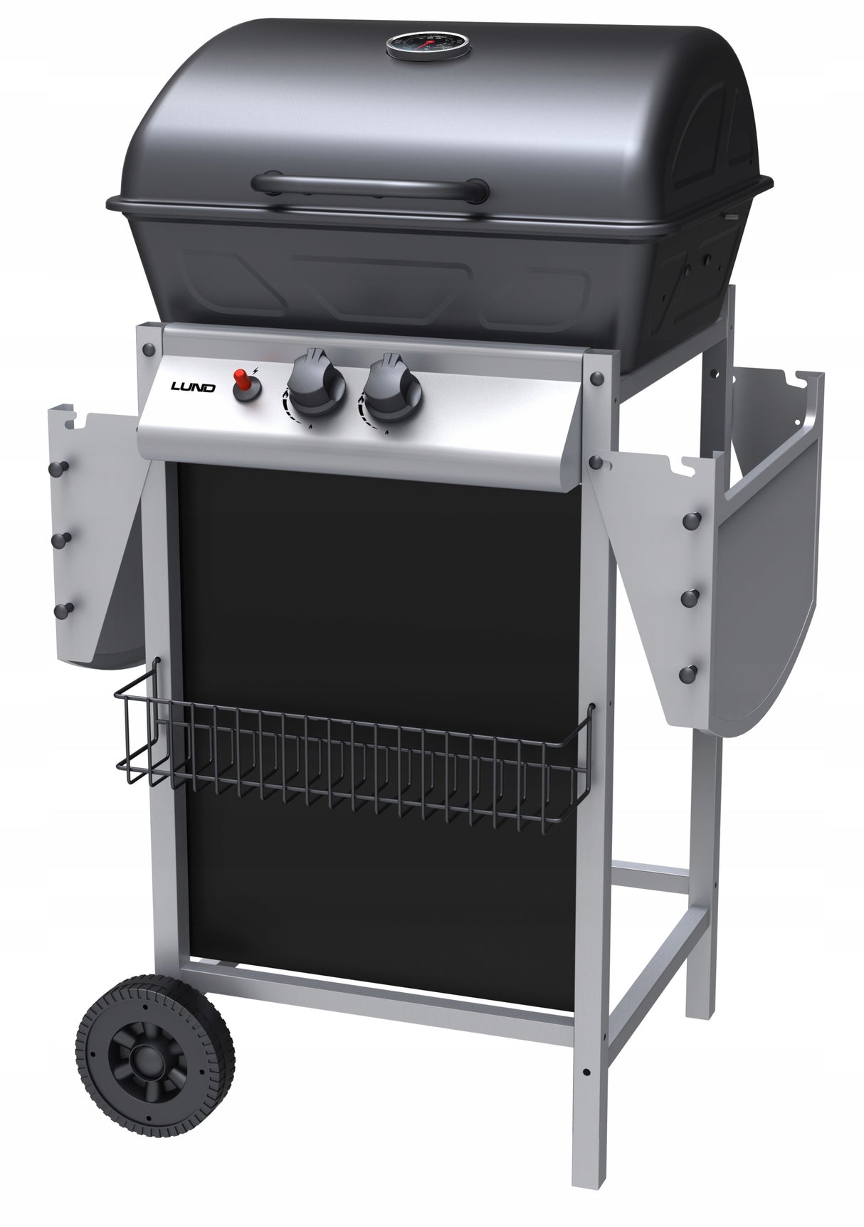 Grill Gazowy Ogrodowy Piezo Lund Czarny Kompaktowy 5,5 KW 2 Palniki