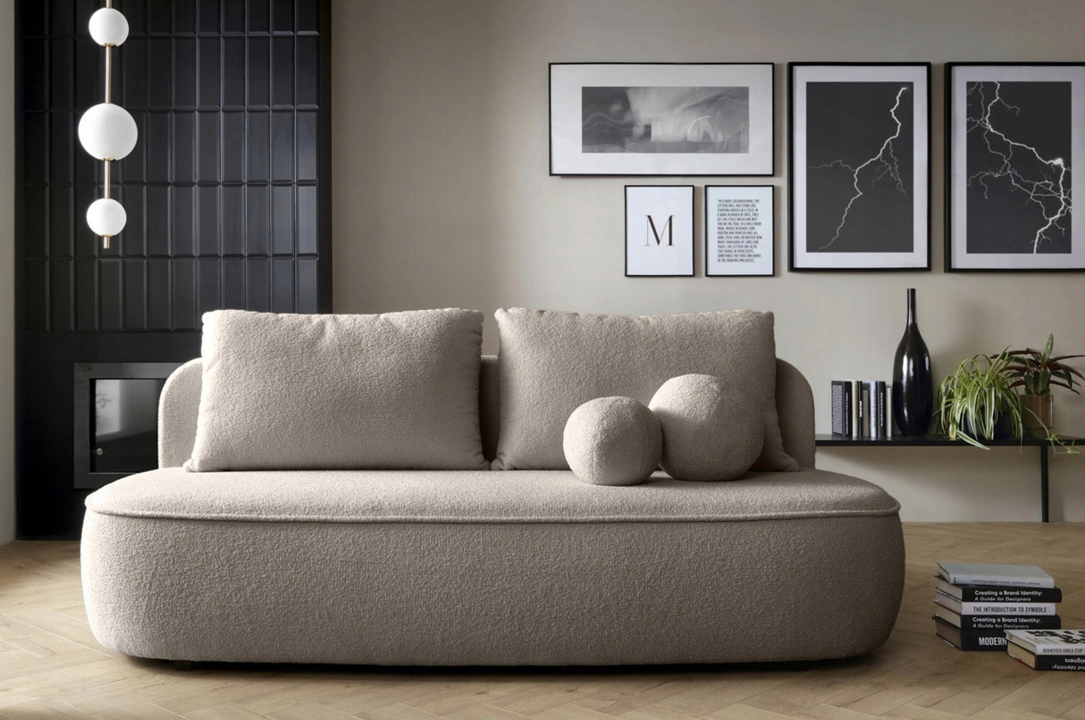 Sofa Zaokrąglony Kształt z Funkcją Spania Pojemnikiem Brązowoszara 212x100
