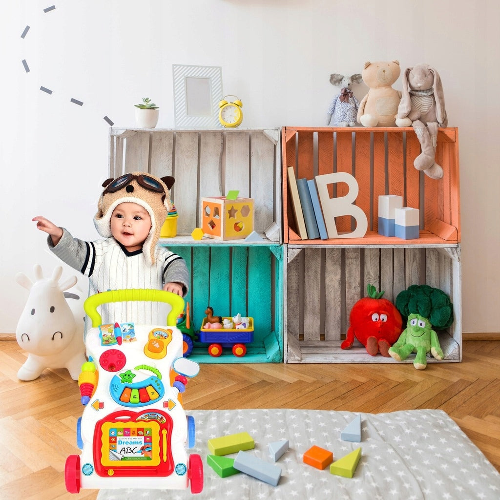 Pchacz Interaktywny Chodzik Jeździk Edukacyjny dla Dzieci Znikopis Pianinko