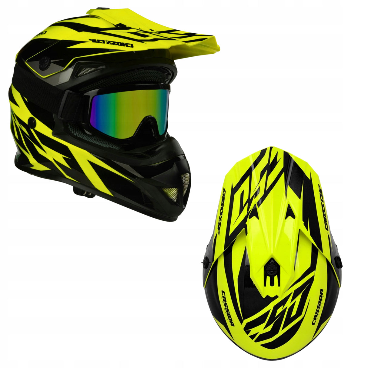 Kask Motocyklowy Cassida Cross CUP/TWO HI VIS Zielony Crossowy XL