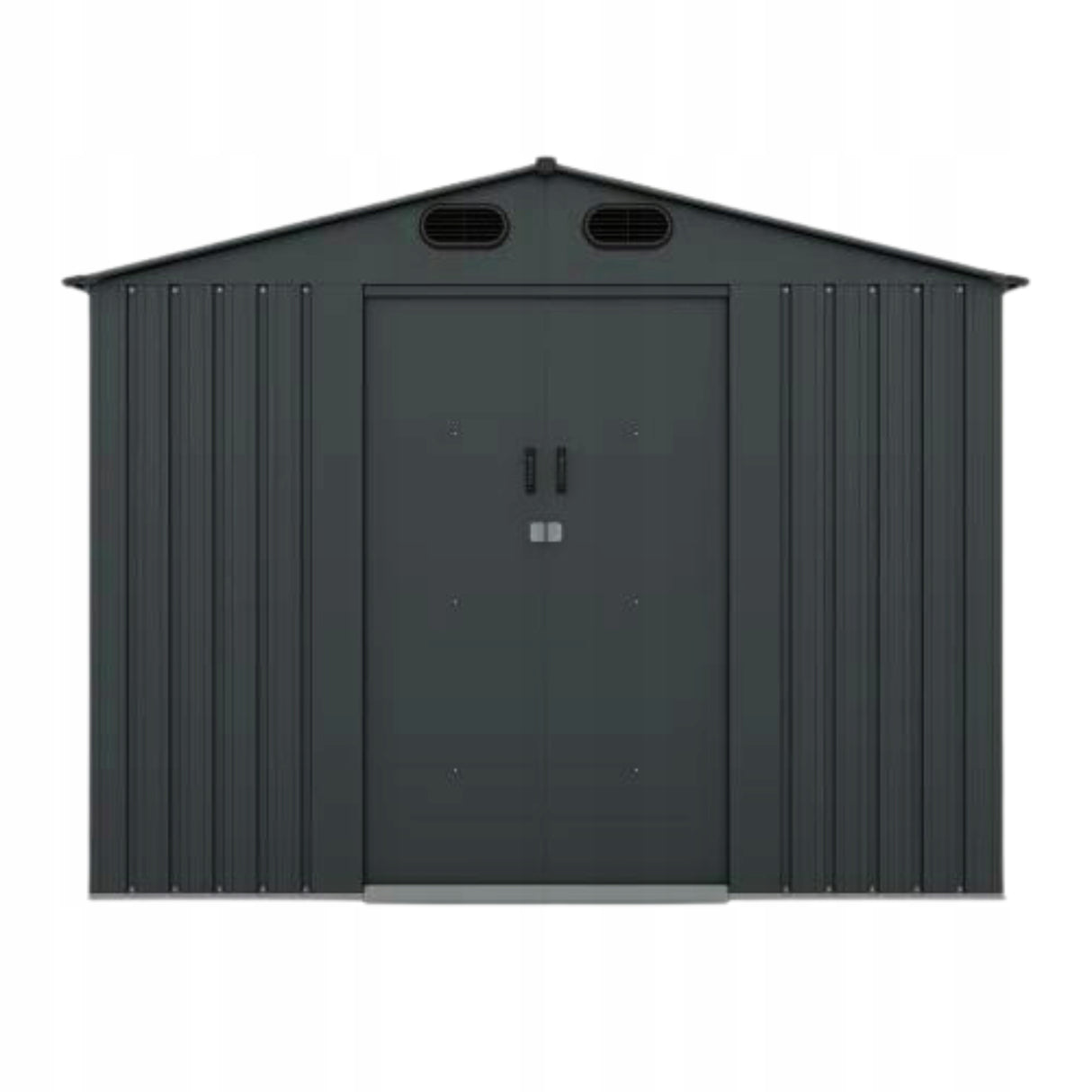Domek Ogrodowy z Dwuspadowym Dachem Metalowy Antracytowy 240x360 cm, 8,60m²