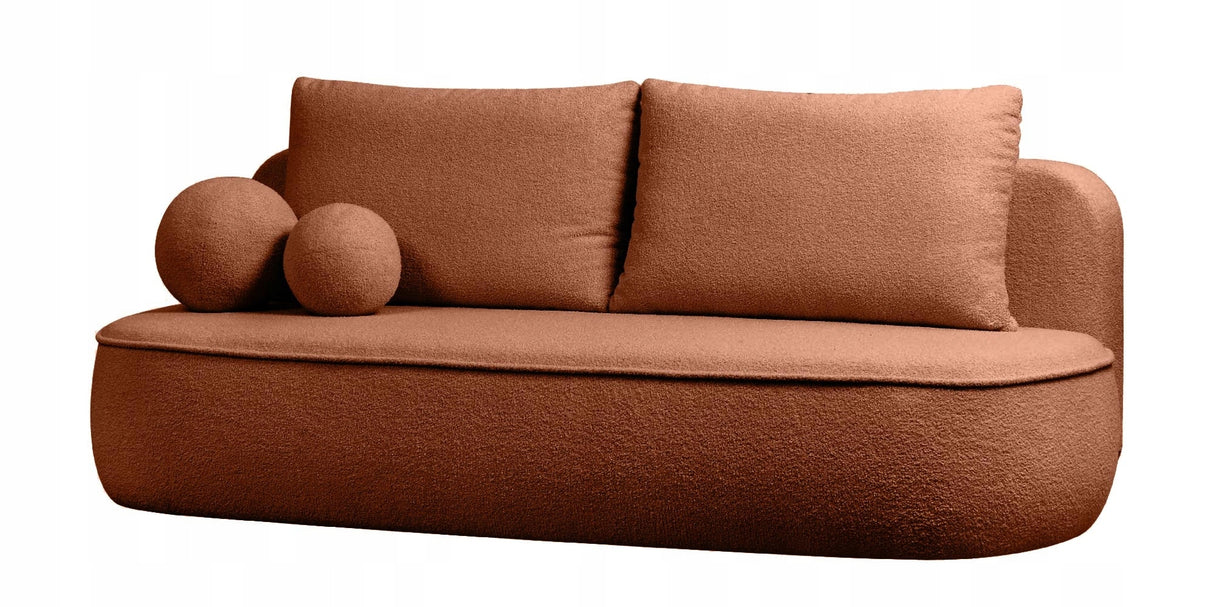 Sofa Zaokrąglony Kształt z Funkcją Spania Pojemnikiem Miedziana 212x100
