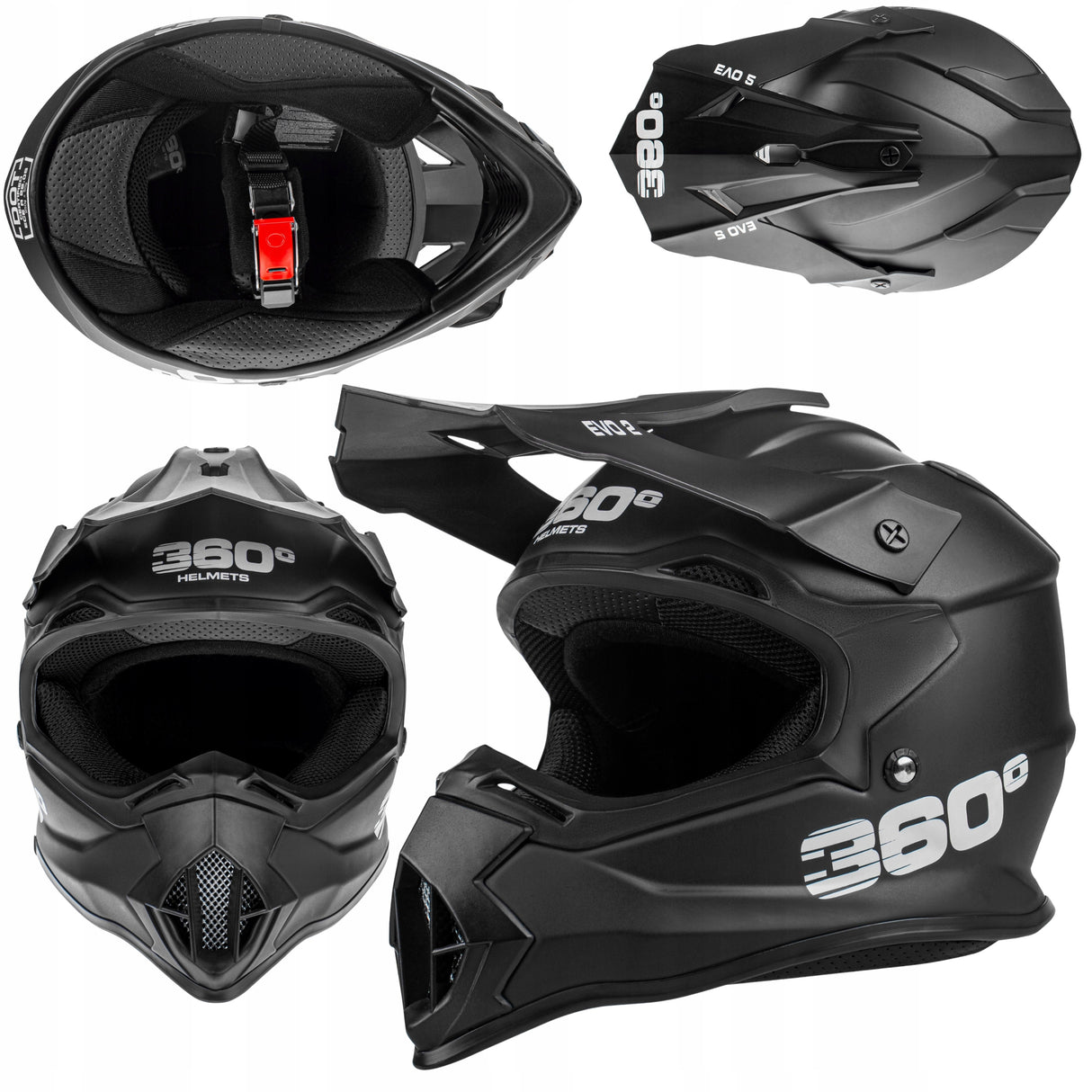 Kask Cross Enduro L/XL Homologacja ECE Daszek Wentylacja Na Quad MTB Czarny