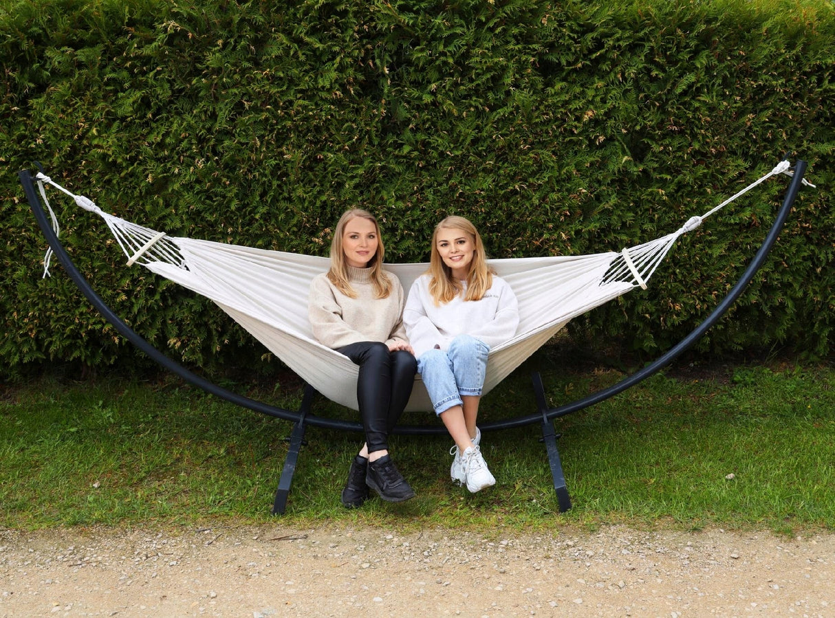 Hamak 2 Osobowy XXL Ogrodowy Leżak Mocny Ze Stelażem 270x150 Max 200Kg