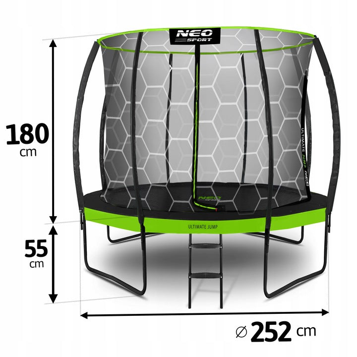 TRAMPOLINA OGRODOWA DLA DZIECI 252cm 8ft NEOSPORT POVES (244-252 cm)