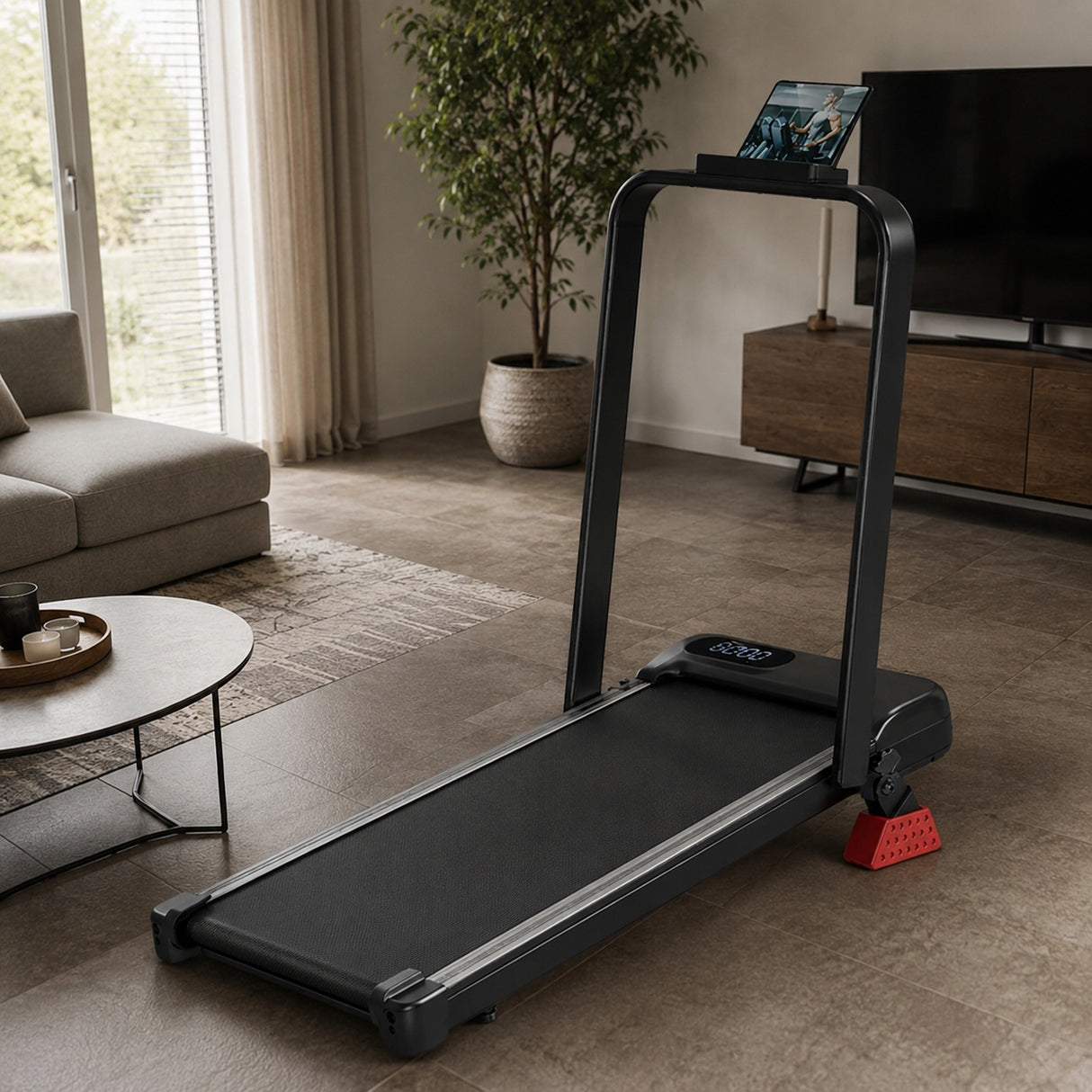 Bieżnia Domowa Elektryczna Składana 2.5HP 136kg Czarna Cicha Nachylenie 15%