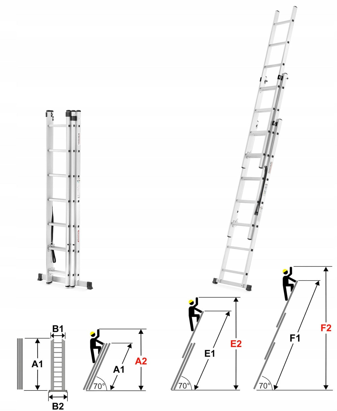 DRABINA aluminiowa Długa 3x7 150kg POVES