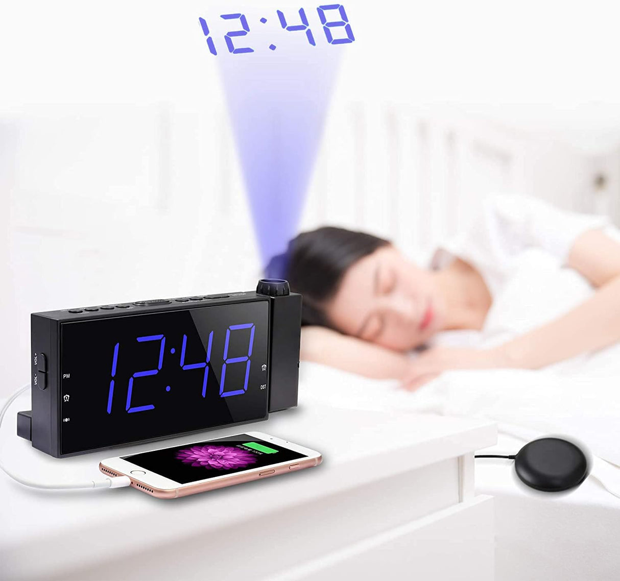 Budzik Projekcyjny z Wibracjami i Silnym Alarmem LED - Idealny do Sypialni!