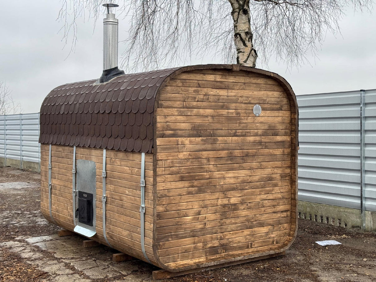 Sauna Ogrodowa z Piecem na Drewno i Balią Szwedzkie Drewno Quadro 340 cm