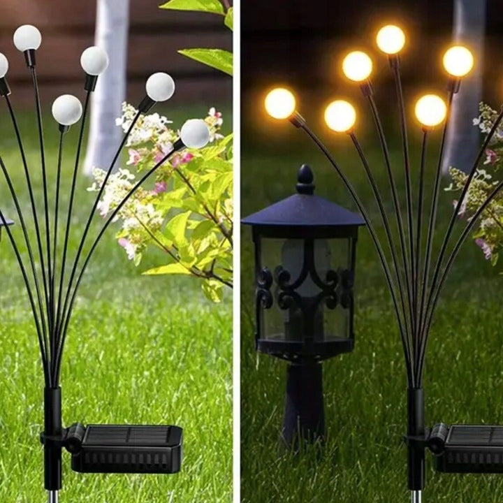 LAMPA OGRODOWA SOLARNA KULKI LED WBIJANA Z CZUJNIKIEM OZDOBA KULECZKI 2 Szt