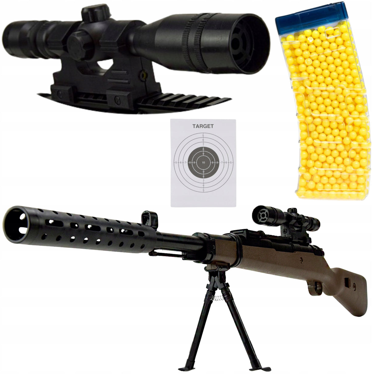 Karabin Snajperski z Lunetą na Kulki Laser 800 Kulek Pistolet 101 cm Zestaw