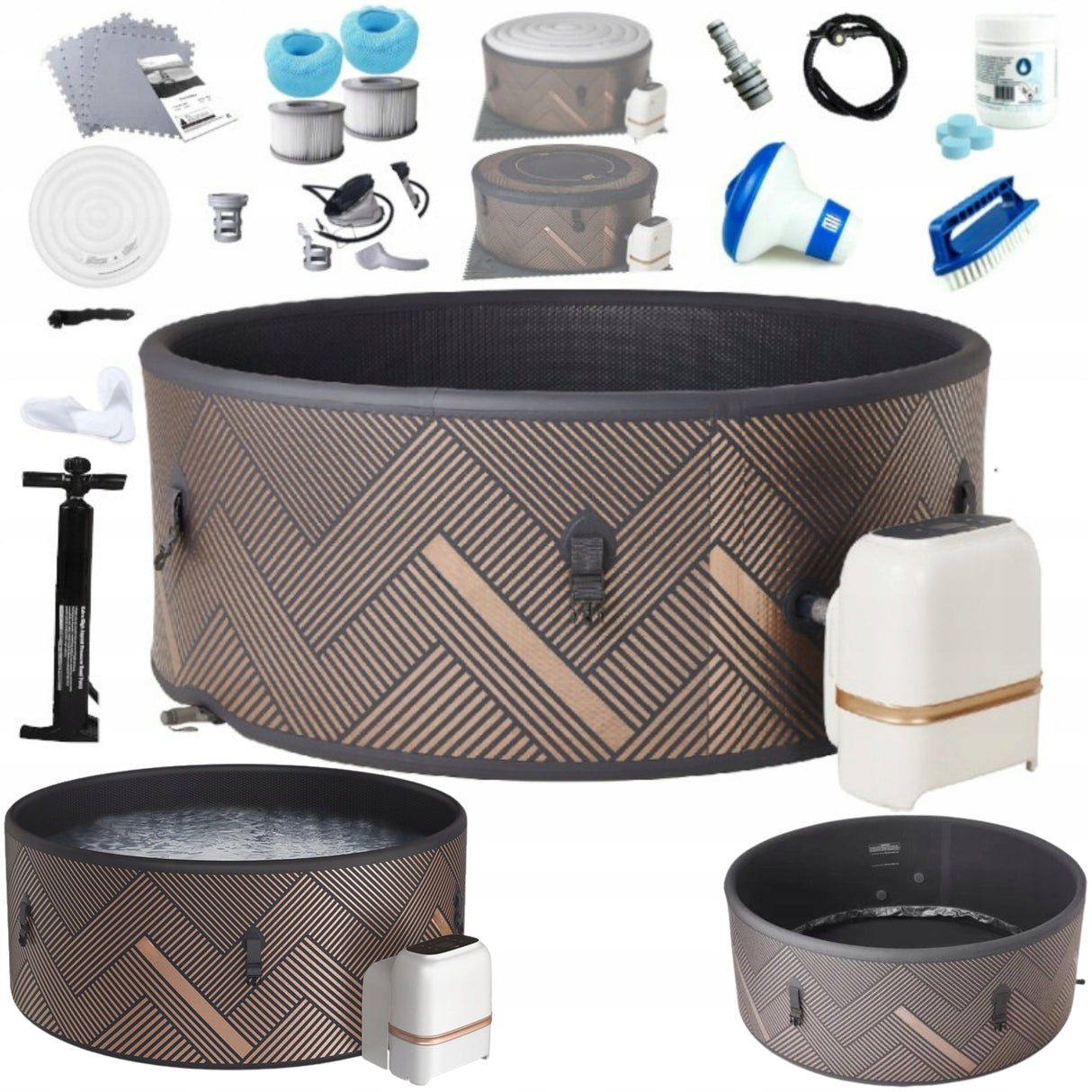 Basen z Hydromasażem Dmuchany Podgrzewana Woda Relax 8 Osobowy 1120L WiFi