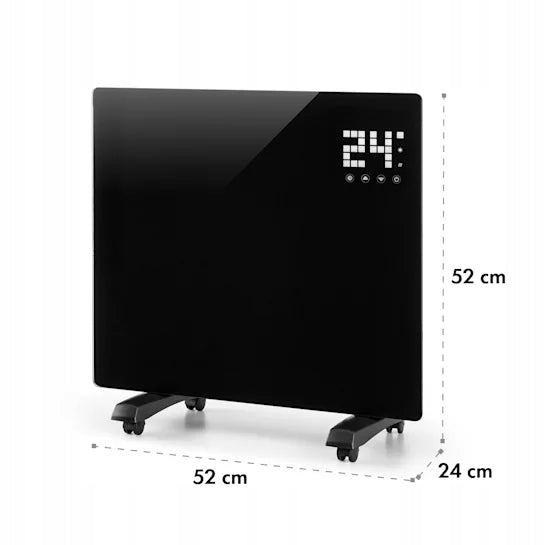 Grzejnik Konwektorowy Elektryczny 1000W LCD Pilot Termostat Timer Czarny