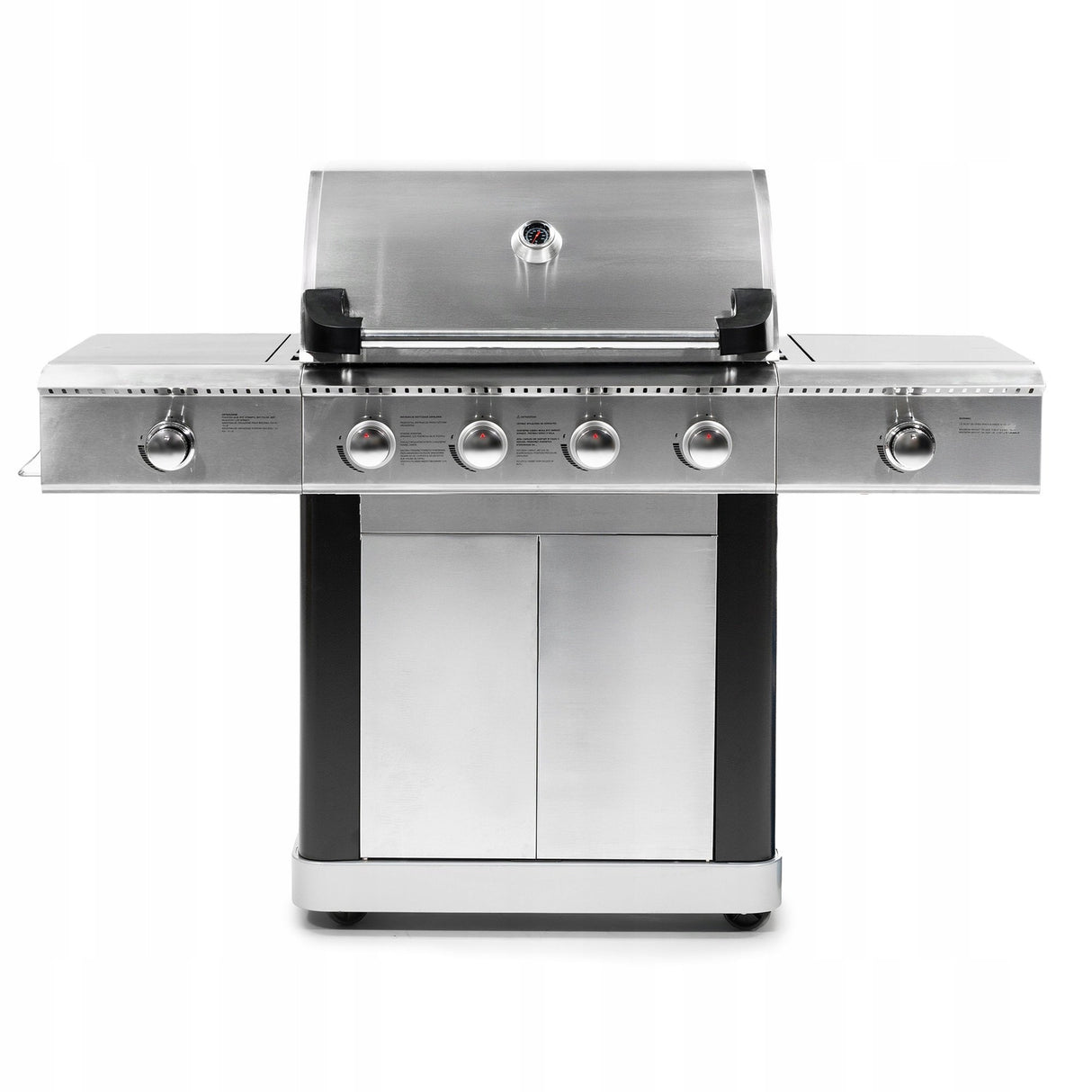Grill Gazowy Ogrodowy z Kuchenką Boczną 5 Palnikó +Pokrowiec Srebrny 22,5kW