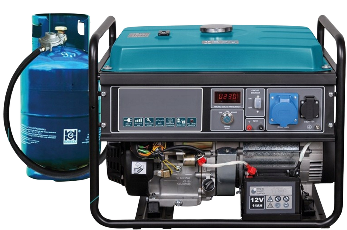 Agregat Prądotwórczy Gaz LPG Benzyna DUAL FUEL ZESTAW 230V 6,5kW AVR 16KM
