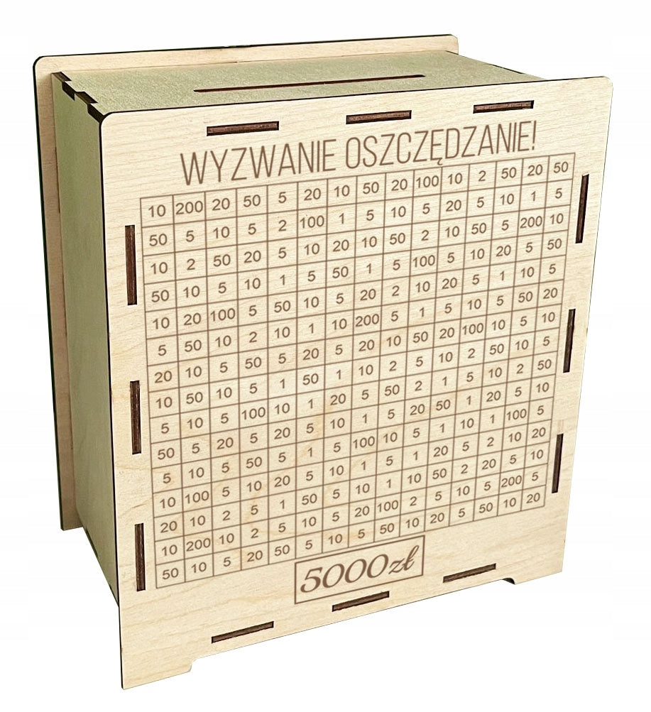 Skarbonka Wykreślana Oszczędzanie Wyzwanie Tracker Grawer na Prezent 5000