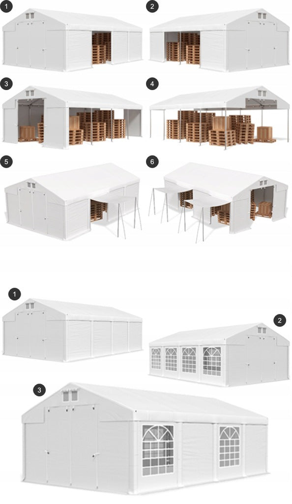 Namiot Ogrodowy Imprezowy Przemysłowy Magazynowy CAŁOROCZNY SZARY POVES 5x8