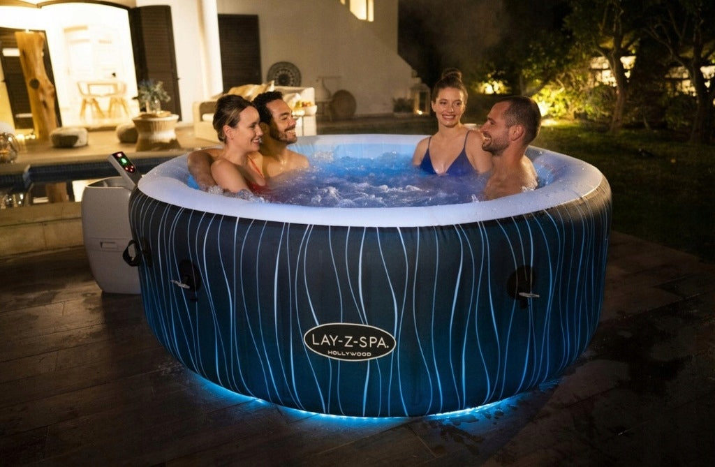 Basen z Hydromasażem 6-osobowy Nadmuchiwany Okrągły 908L 196x196x65cm