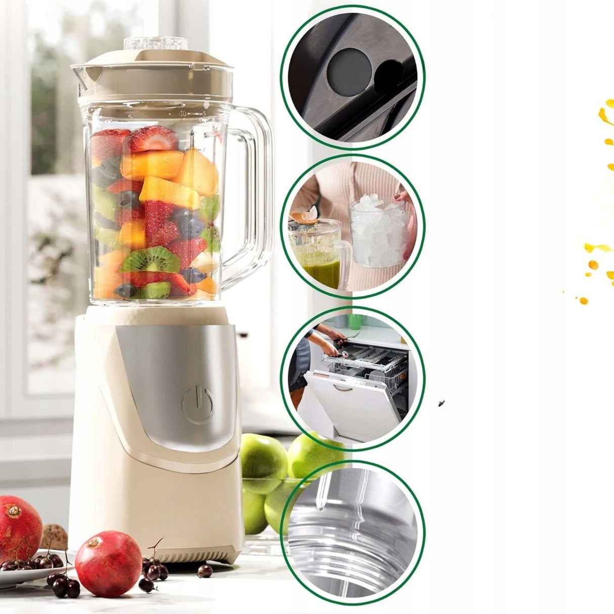 Smoothie Maker i Mikser Stojący z Efektem Cyklonowym Duży Zestaw 600 W