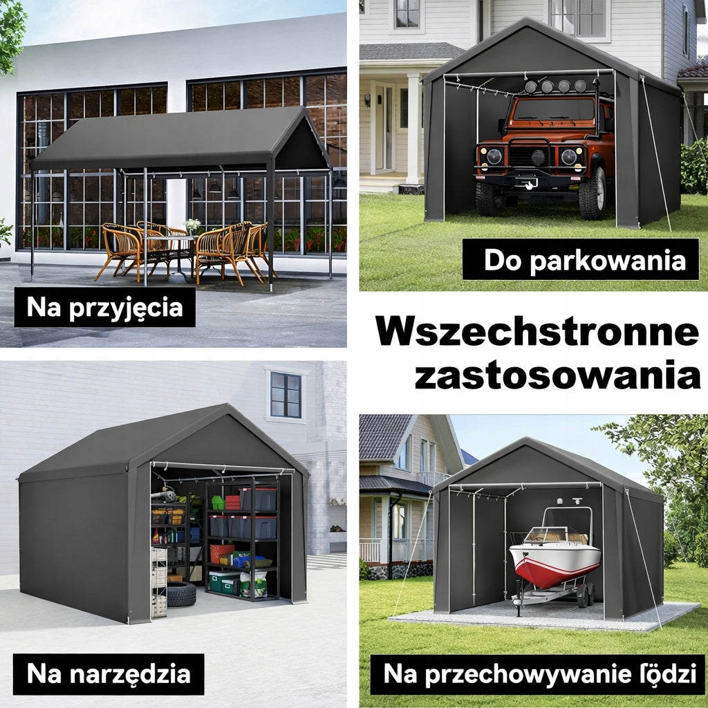 Namiot Garażowy Wodoszczelny Polietylenowy Odporny na Rozerwanie Biały 3x4m