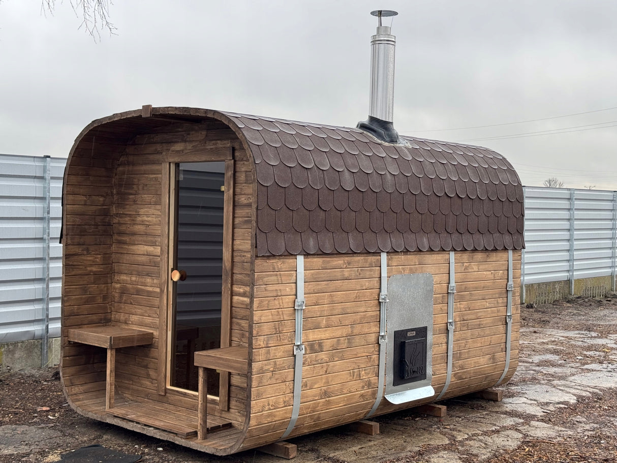 Sauna Ogrodowa z Piecem na Drewno od Wewnątrz Quadro 340cm Szwedzkie Drewno