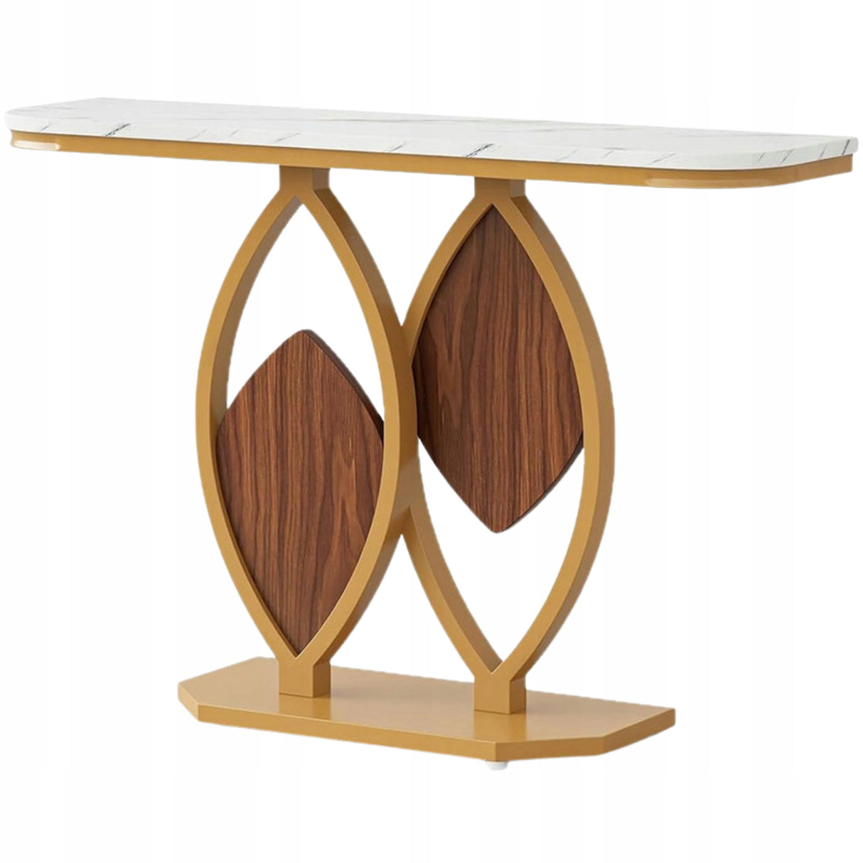 Stolik Konsolowy HOGA-NY124 Biały Złoty 105x30x80cm Wzmocniona Płyta MDF