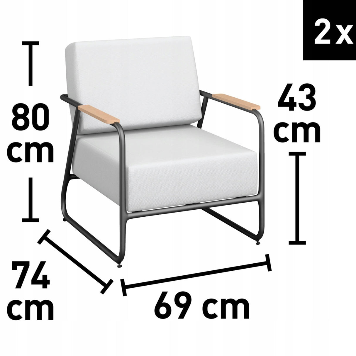Komplet Zestaw Mebli Wypoczynkowych Szary Sofa 2 Fotele Stolik 4-częściowy