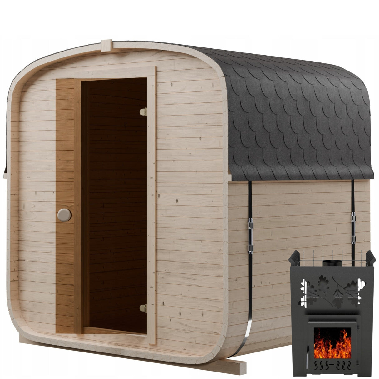 Sauna Ogrodowa z Piecem na Drewno od Wewnątrz Quadro 185cm Szwedzkie Drewno