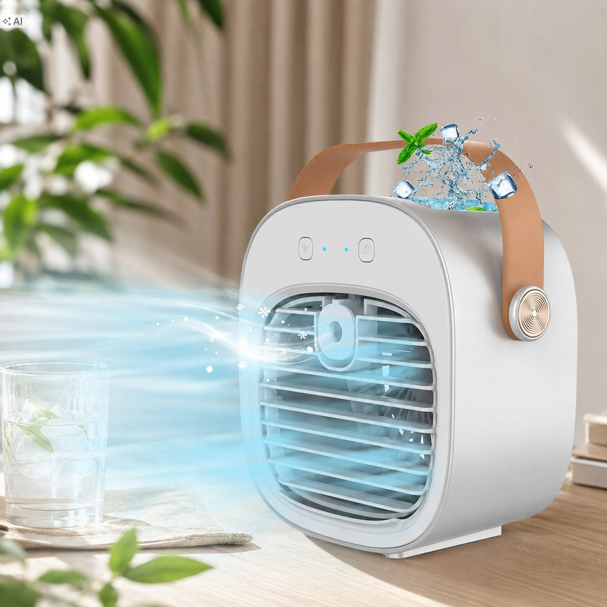 Mini Klimatyzator Chłodnica Powietrza Przenośna Nawilżacz Wentylator Biały
