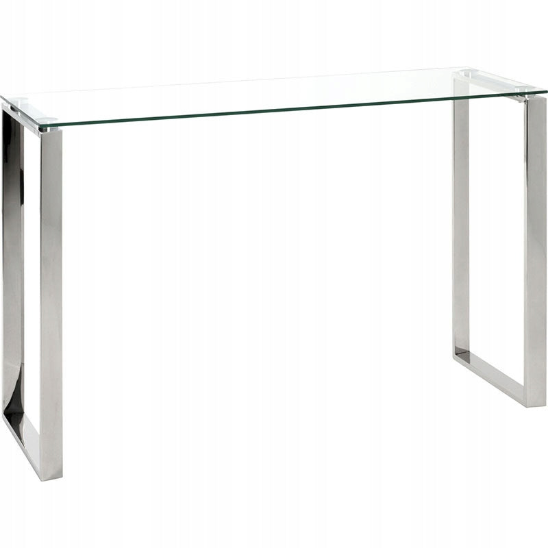 Stół Konsolowy Stolik 120x40x78cm Metal Szkło Rama ze Stali Nierdzewnej