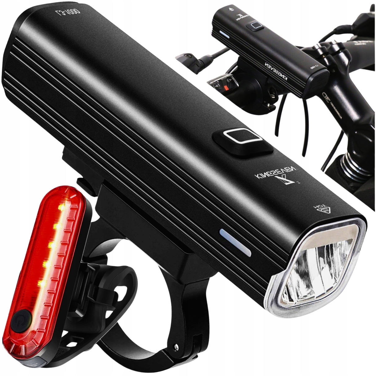 Mocna Lampka ROWEROWA Światło LED przód + tył 1000lm latarka 4800mAh ROWER
