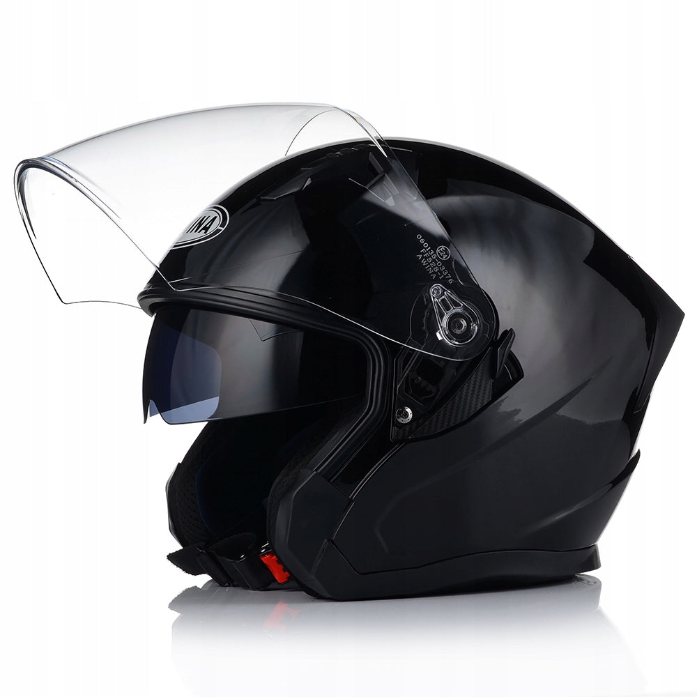 Kask Motocyklowy Otwarty Ochronny Chopper Skuter Czarny Połysk Rozmiar L
