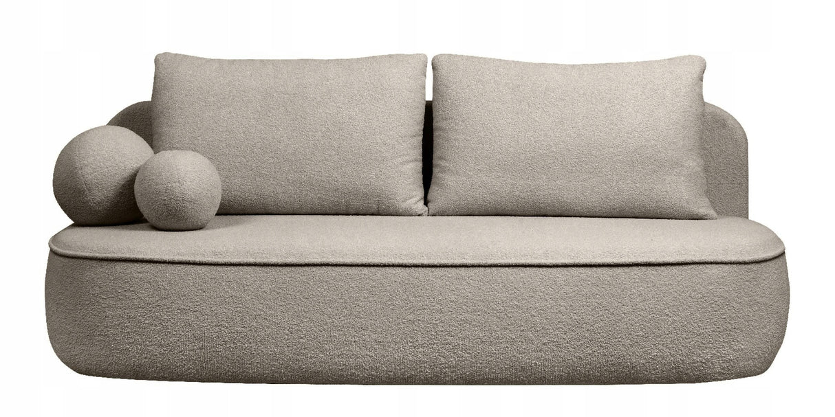 Sofa Zaokrąglony Kształt z Funkcją Spania Pojemnikiem Brązowoszara 212x100