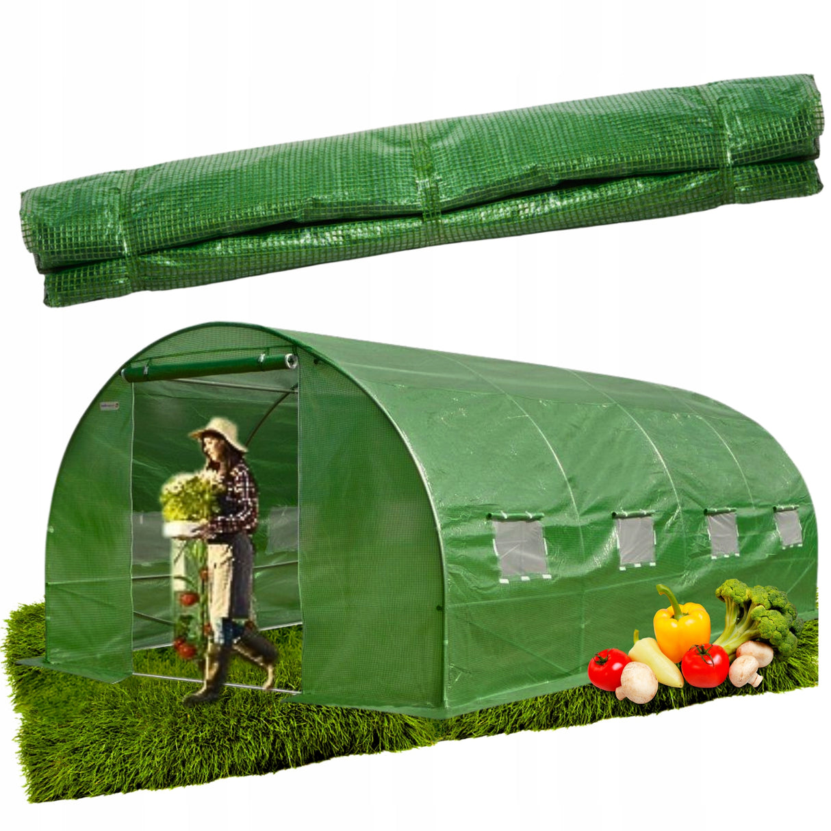 Tunel Foliowy [24 m²] 8x3m [FOLIA ZAMIENNA] | ZIELONA |