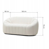 Sofa Salonowa Zaokrąglone Obłe Kształty Dwuosobowa Jasnobeżowa 166x86cm