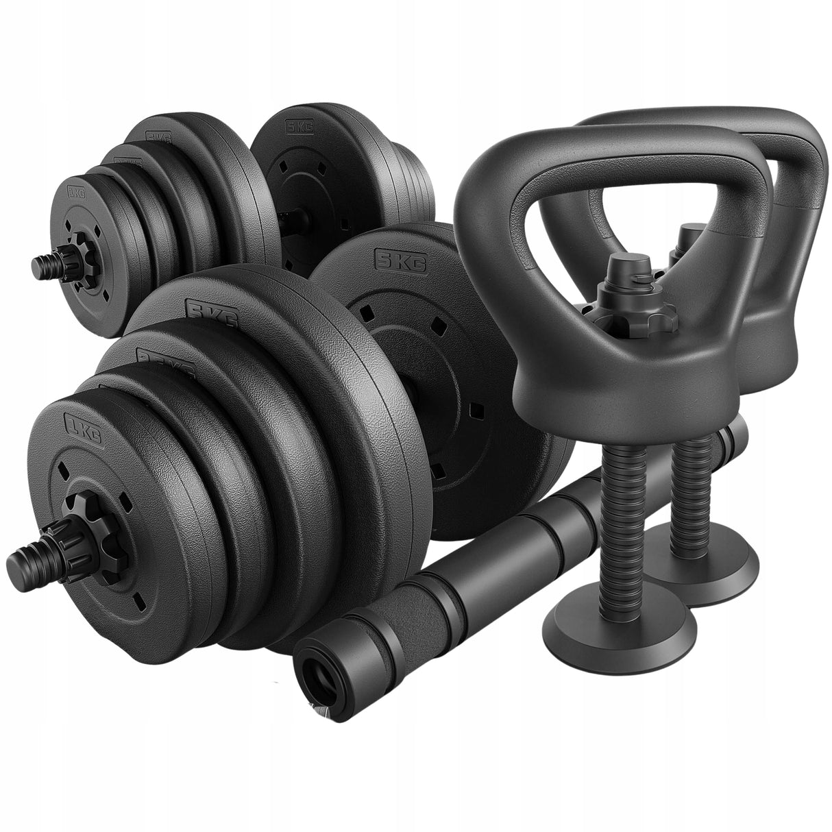 Hantle Bitumiczne Regulowane Zestaw Hantli 40kg 2x20kg Gryf Sztanga Czarne