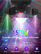 Światło Sceniczne LED RGBW 150 W Aktywowany Dźwiękiem z Pilotem DMX512