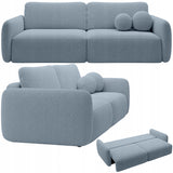 Sofa Rozkładana z Funkcją Spania Pojemnikiem Niebieska 238x103cm Tkanina