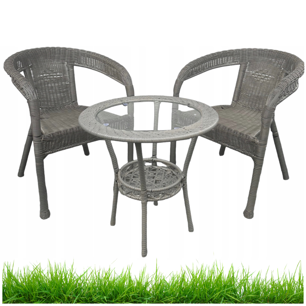 Zestaw Mebli Ogrodowych technorattan Classic Mini SZARY 3 el. Balkon