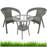 Zestaw Mebli Ogrodowych technorattan Classic Mini SZARY 3 el. Balkon