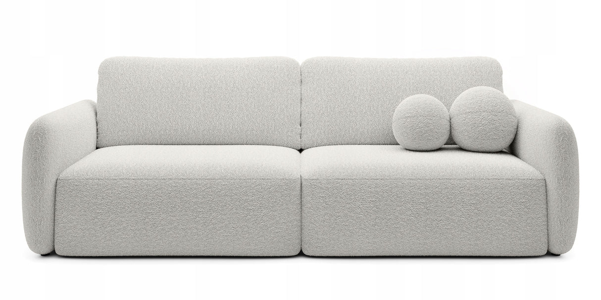 Sofa Rozkładana z Funkcją Spania Pojemnikiem Ecru 238x103cm Tkanina