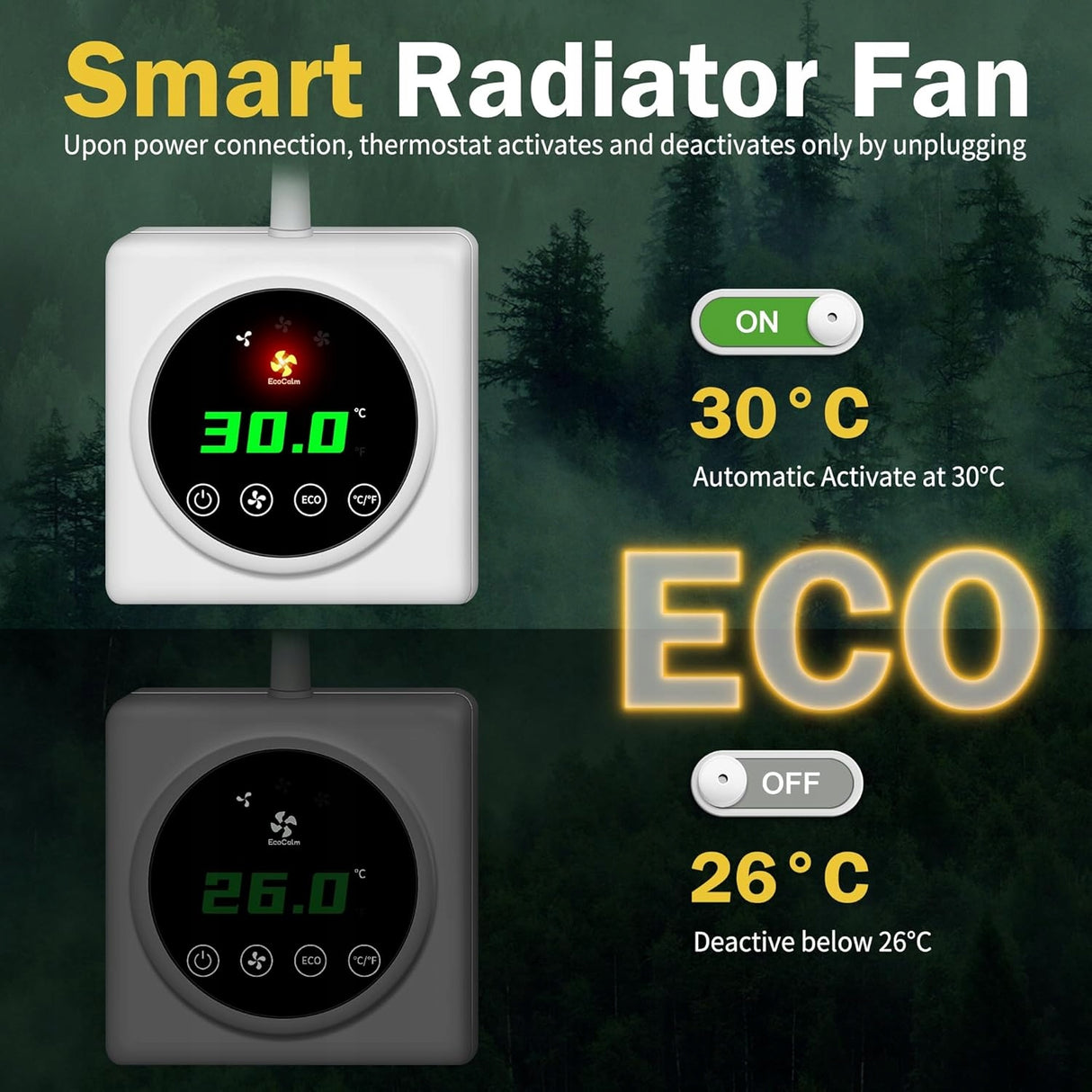 Wentylator Grzejnikowy KP-RV222 2.0 Z Termostatem Automatyczna Praca Czarny