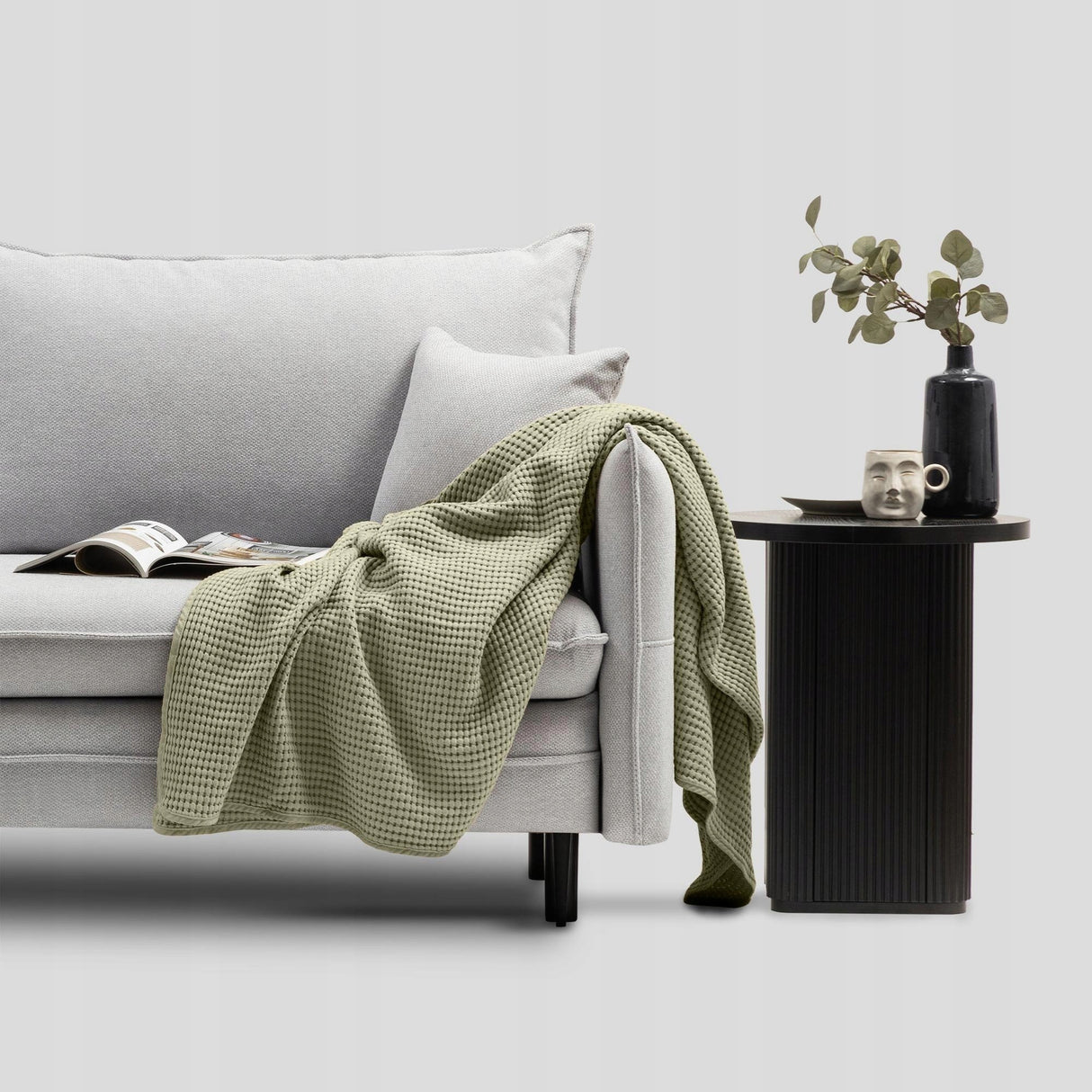 Sofa Rozkładana z Funkcją Spania i Pojemnikiem Szara 218 x 105 cm Tkanina