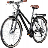 Rower Trekkingowy Damski Aluminiowy Światła SHIMANO 28" Koło Czarny Mat