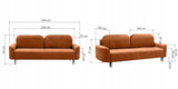 Sofa Rozkładana z Pojemnikiem na Pościel Welurowa Miedziana 244x102 cm